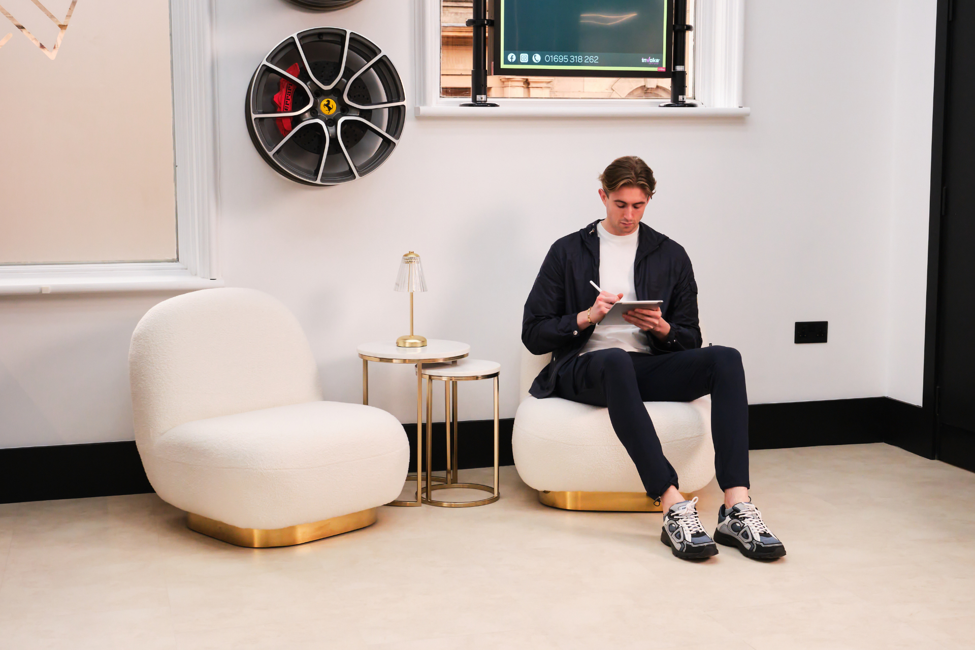 Detail shot from the showroom wall